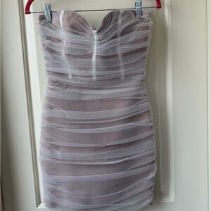 Lulu's Strapless White and Cream Dress